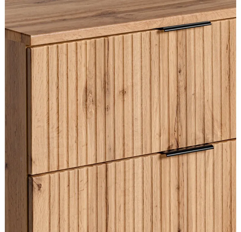 Lomadox Waschbeckenschrank ADELAIDE-56 Wotaneiche mit gerilllter Front 60/57/46 cm, Braun, – Produktbild 5 von 5