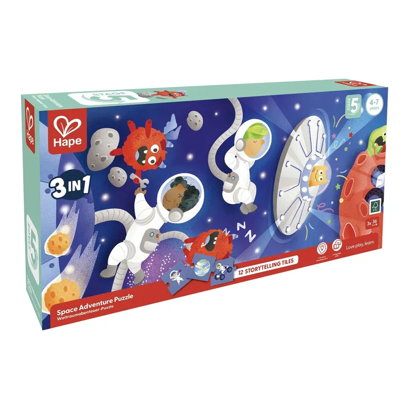Hape Hape Puzzle Weltraumabenteuer 36 Teile, Mehrfarbig, – Produktbild 1 von 1