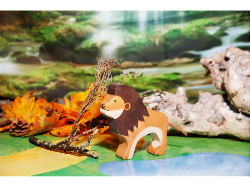 Holztiger Holztiger Holzfigur Löwe, stehend Maße 15 x 2,8 x 13 cm, Natur, braun, mehrfarbig, – Produktbild 2 von 2