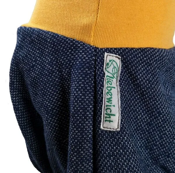 liebewicht liebewicht Yogahose Pumphose Bio Sweat verschiedene Farben nach Wahl, Blau meliert/gelb, – Produktbild 4 von 4