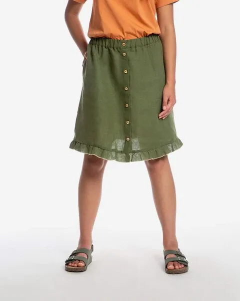 MATONA Matona Rock | Frill Skirt | aus Leinen, Olive, – Produktbild 1 von 4