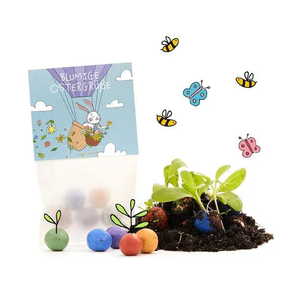 Die Stadtgärtner Die Stadtgärtner 10x5 Blumenmurmeln im Tütchen "Ostergrüße" I Ostergeschenk für Kinder I Kleinigkeit zu Ostern I Geschenk zu Ostern I Kleine Geschenk für Osternest oder Osterkörbchen – Produktbild 1 von 4