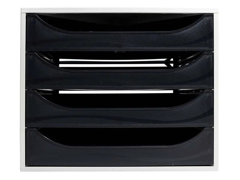 Exacompta Exacompta Schubladenbox Ecobox "Office", DIN A4+, 4 Schubladen, schwarz – Produktbild 2 von 3