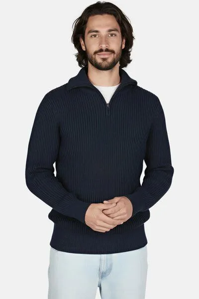 Hanseheld Hanseheld Troyer Baumwolle GOTS Herren Troyer-Pullover Bio, Blau, – Produktbild 2 von 4
