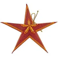 BAGHI BAGHI Dekosterne Set mit 5 Stck. aus handgeschöpftem und handbedrucktem Seidelbastpapier faltbar, Rot-orange, – Produktbild 1 von 1