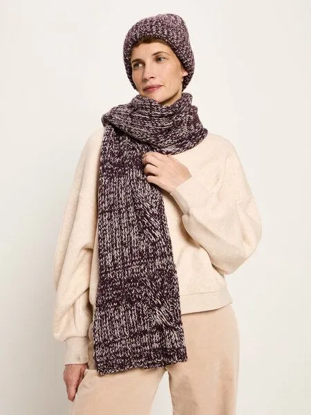 LANIUS LANIUS Strickmütze aus Bio-Schurwolle und Bio-Baumwolle, Bordeaux/ off white, – Produktbild 2 von 4