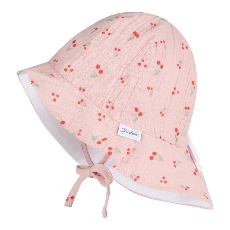 Sterntaler Sterntaler Musselin-Sonnenhut mit Nackenschutz Kirschen, Rosa, – Produktbild 1 von 3