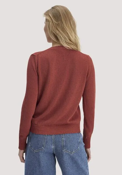 hessnatur hessnatur Strick Pullover Relaxed aus Leinen mit Bio-Baumwolle und LENZING ECOVERO, Terrakotta, – Produktbild 2 von 4
