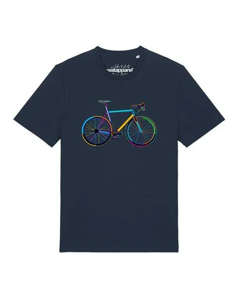 watapparel watapparel T-Shirt Unisex Fahrrad by night, French navy, – Produktbild 1 von 2