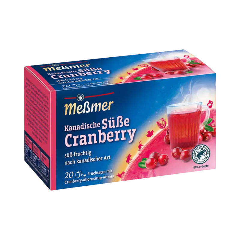 Meßmer Meßmer Kanadische Süße Cranberry, Früchtetee, Teebeutel im Kuvert, 2. Entnahmefach/displaytauglich, 45g – Produktbild 1 von 2