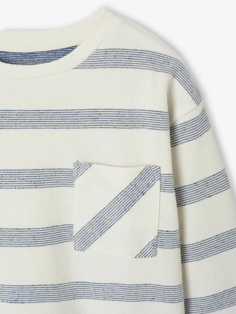 Vertbaudet Jungen Shirt in Streifen-Optik, Weiß gestreift, – Produktbild 4 von 4