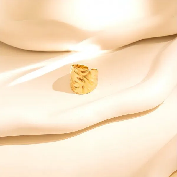 ELEKTROPULLI Elektropulli Größenverstellbarer Swing Structure Ring, 2 cm breit, Gold, – Produktbild 1 von 4