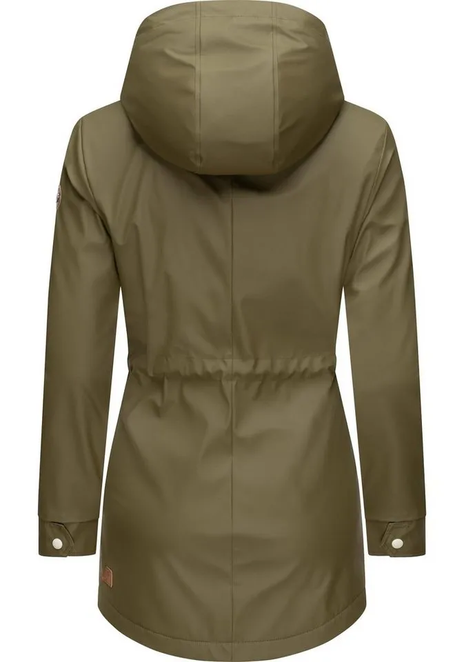 ragwear ragwear Regenmantel Monadis Rainy Intl. modischer Regenparka mit kuschligem Innenfutter, Grün, – Produktbild 4 von 5