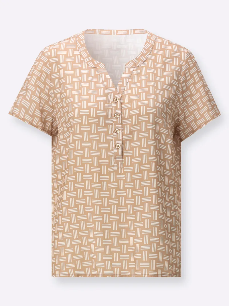 Witt Druckbluse camel-ecru-bedruckt, Camel-ecru-bedruckt, – Produktbild 1 von 2