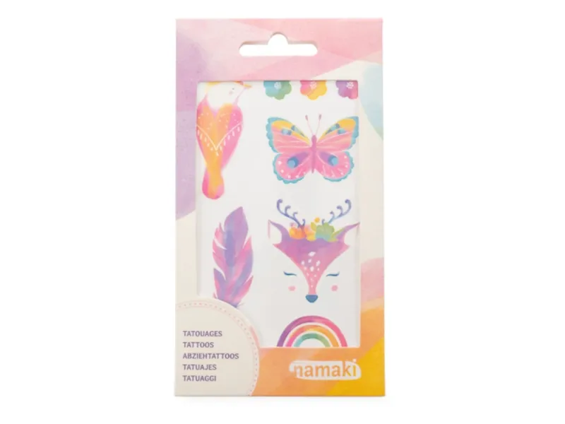 Namaki Bio Kindertattoos Märchenwelt, 2 Blatt pro Set 8,50 x 15 cm, 2 Blatt pro Set, Mehrfarbig, – Produktbild 1 von 2