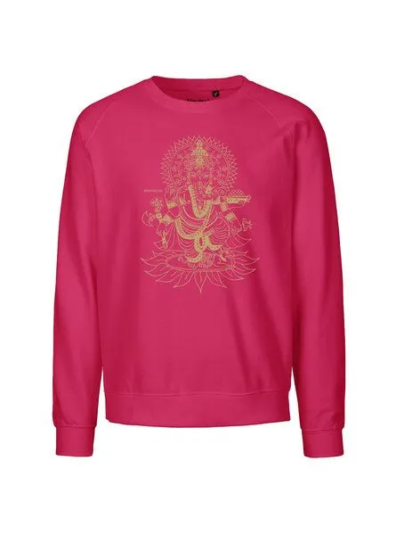 Peaces.bio - handbedruckte Biomode Peaces.bio - handbedruckte Biomode Bio Damen-Sweatshirt Loose Fit Ganesha, Pink, – Produktbild 1 von 2
