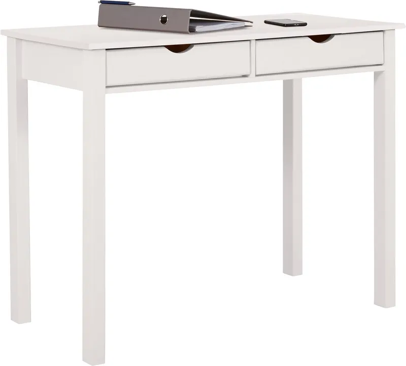 Home affaire Schreibtisch Gava, massives Kiefernholz, für das home office, Breite 100/120/140 cm, Weiß, – Produktbild 1 von 8