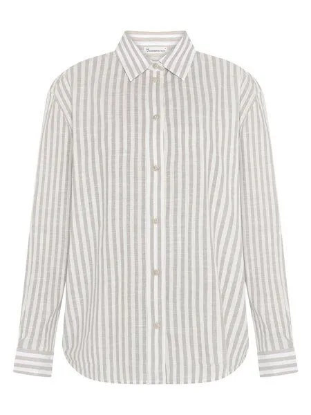 KnowledgeCotton Apparel KnowledgeCotton Apparel Lockere gestreifte Bluse aus Bio-Baumwolle, Beige-creme-stripe, – Produktbild 1 von 4
