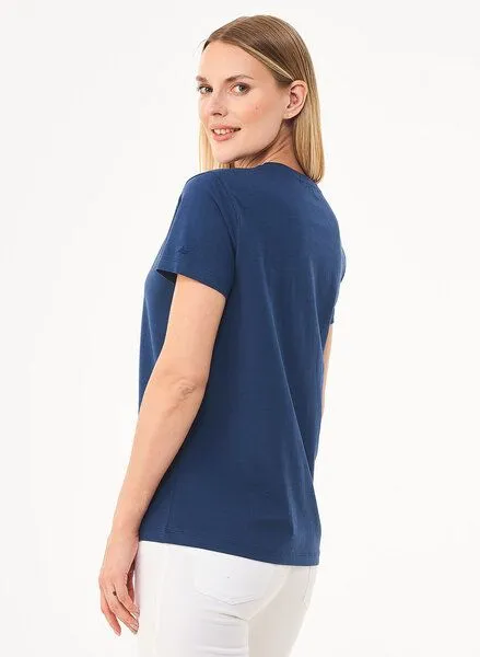 ORGANICATION ORGANICATION T-Shirt aus Bio-Baumwolle mit Stickerei, Blau(navy), – Produktbild 2 von 3