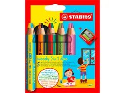 Stabilo STABILO Duo Buntstift woody 3 in 1 duo, zweifarbige Mine, 5er Pack inkl. Spitzer – Produktbild 1 von 1