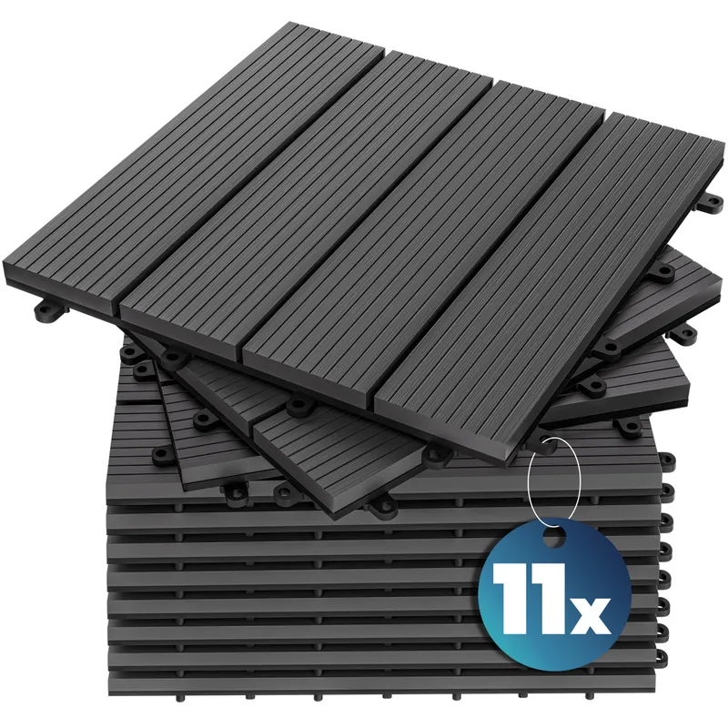 Casaria® WPC Fliesen 11er-Set Klassik Anthrazit - 30x30cm, Anthrazit, – Produktbild 1 von 2