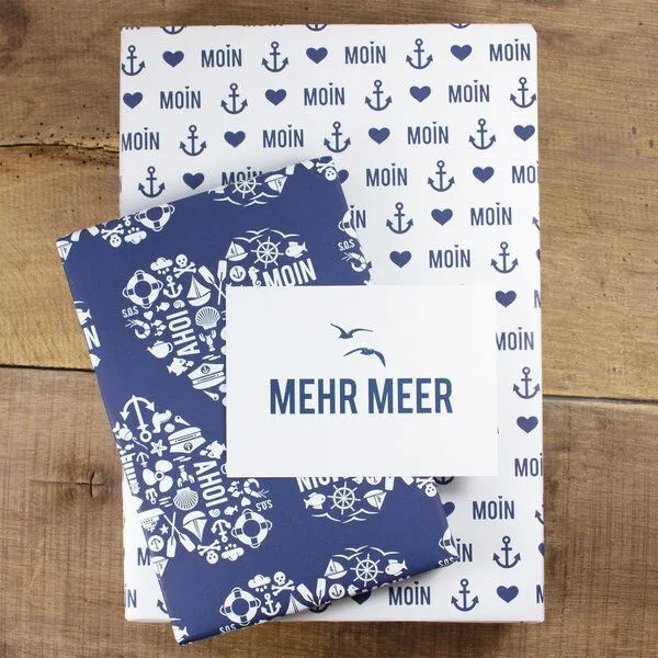 Bow & Hummingbird Bow & Hummingbird Maritimes Geschenkpapier Moin aus Recyclingpapier – Produktbild 5 von 8