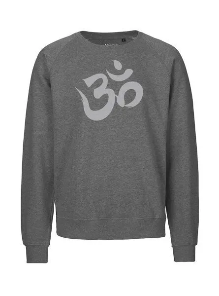 Peaces.bio - handbedruckte Biomode Peaces.bio - handbedruckte Biomode Bio Herren Sweatshirt Om, Grau, – Produktbild 1 von 2