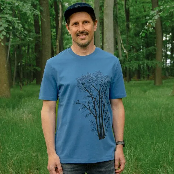 Cmig Cmig Herren T-Shirt Erle mit Elster / T-Shirt mit Baum, Mindful blue, – Produktbild 4 von 4