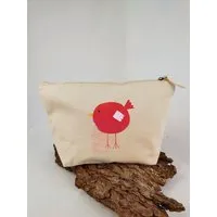 MelaDi Meladi Accessoire-Taschen aus Biobaumwolle - Größe M roter Vogel – Produktbild 1 von 1