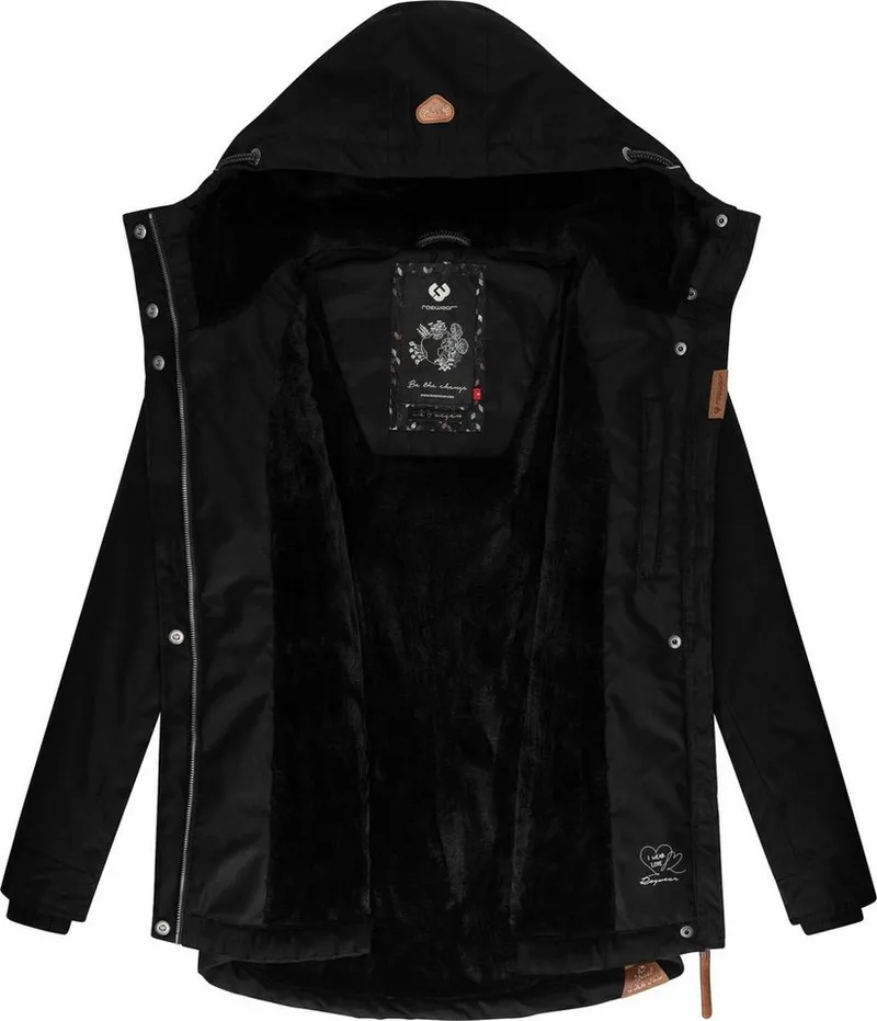 ragwear ragwear Winterjacke Monade Damen Winterparka mit Kapuze und m. Fleece gefüttert, Grau|schwarz, – Produktbild 1 von 4