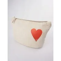 MelaDi Meladi Vintage Accessoire-Tasche aus Biobaumwolle - Rotes Herz auf Natur-Weiß – Produktbild 1 von 1