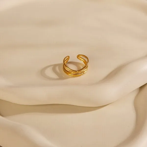 ELEKTROPULLI Größenverstellbarer Boho Layer Ring ca. Ø 17 - 19mm von Elektropulli, Gold, – Produktbild 2 von 3