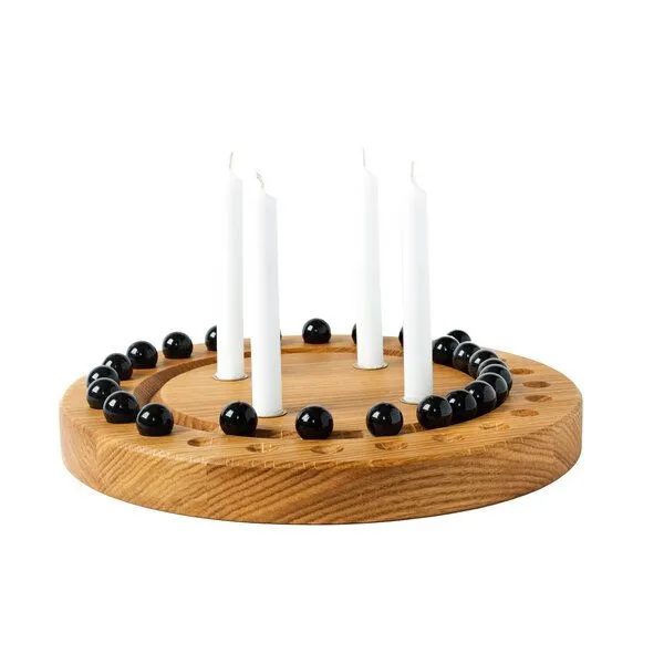 klotzaufklotz klotzaufklotz Adventskalender und Adventskranz mit Baumkerzen, Schwarz-anthrazit, – Produktbild 1 von 8