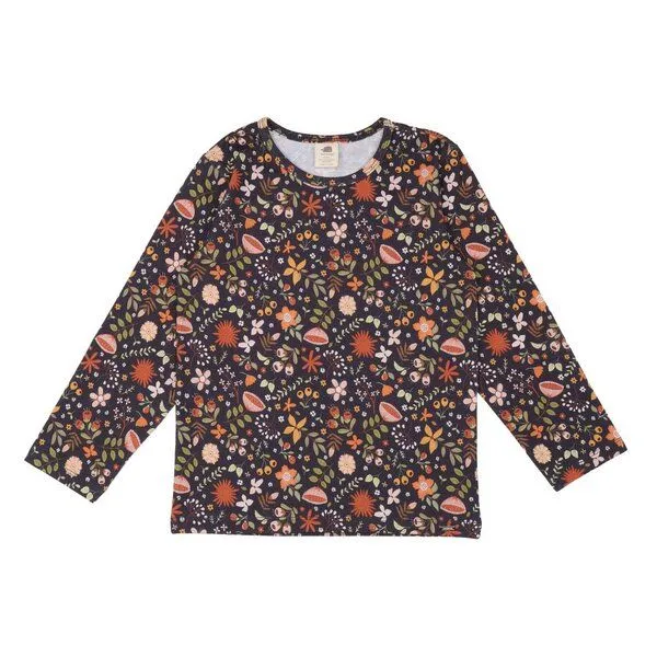 Walkiddy Kinder Langarmshirt GOTS-zertifiziert aus Bio-Baumwolle, Blumenprint, grau – Walkiddy, weich, hautfreundlich, nachhaltig & fair hergestellt, Grau, – Produktbild 1 von 2