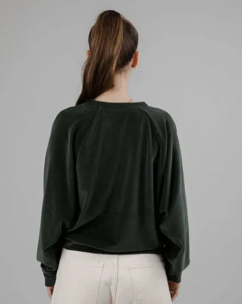 Brava Fabrics Brava Fabrics Velvet Raglan Sweatshirt Green – Produktbild 4 von 4