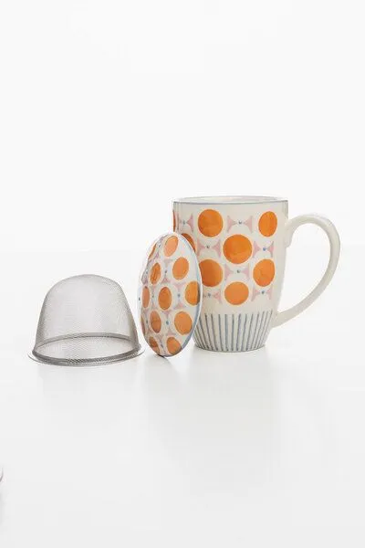 Tranquillo Tranquillo Tasse mit Teesieb RETROFLORIA, Orange, – Produktbild 5 von 5