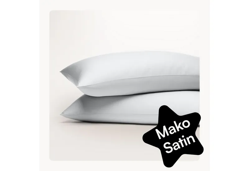 Seralino Kissenbezüge Mako Satin Kissenbezug (100% Bio Baumwolle) weich, hautfreundlich, (2 Stück), Fairtrade/ GOTS zertifizierte uni Kissenhülle mit Reißverschluss, Grau, – Produktbild 1 von 5