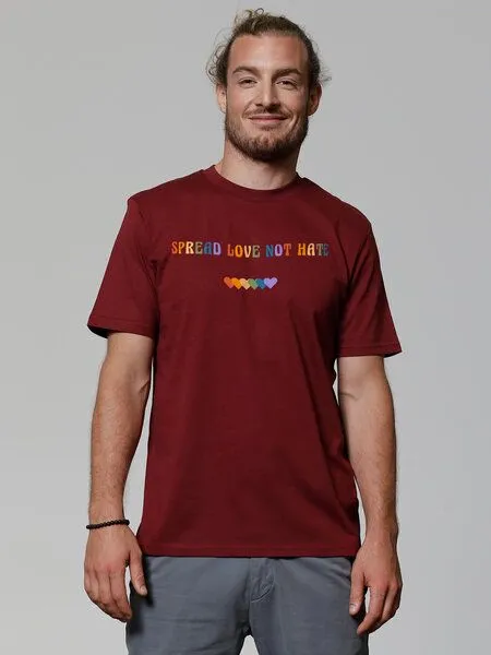 watapparel watapparel T-Shirt Unisex Spread Love not Hate, Burgundy, – Produktbild 2 von 3