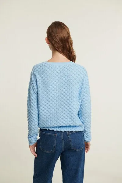 Basic Apparel Basic Apparel Strickpullover - Camilla sweater - aus Bio-Baumwolle, Blau (dutch canal), – Produktbild 3 von 4