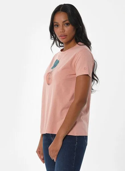 ORGANICATION ORGANICATION T-Shirt aus Bio-Baumwolle mit Print, Pink(salmon pink), – Produktbild 3 von 4