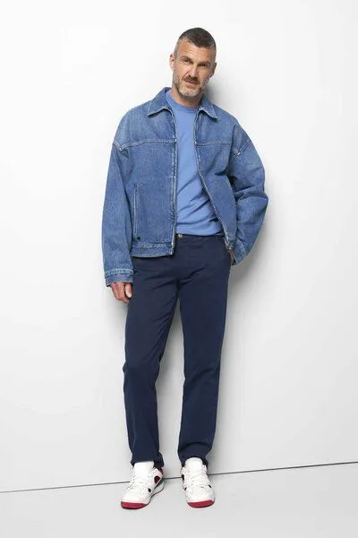 M 5 BY MEYER M 5 BY MEYER Sportliche Chino im Jersey Look, Blau (blau), – Produktbild 1 von 5