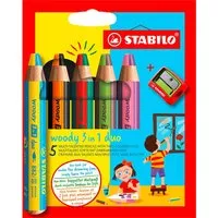 Stabilo STABILO Duo Buntstift woody 3 in 1 duo, zweifarbige Mine, 5er Pack inkl. Spitzer – Produktbild 1 von 1