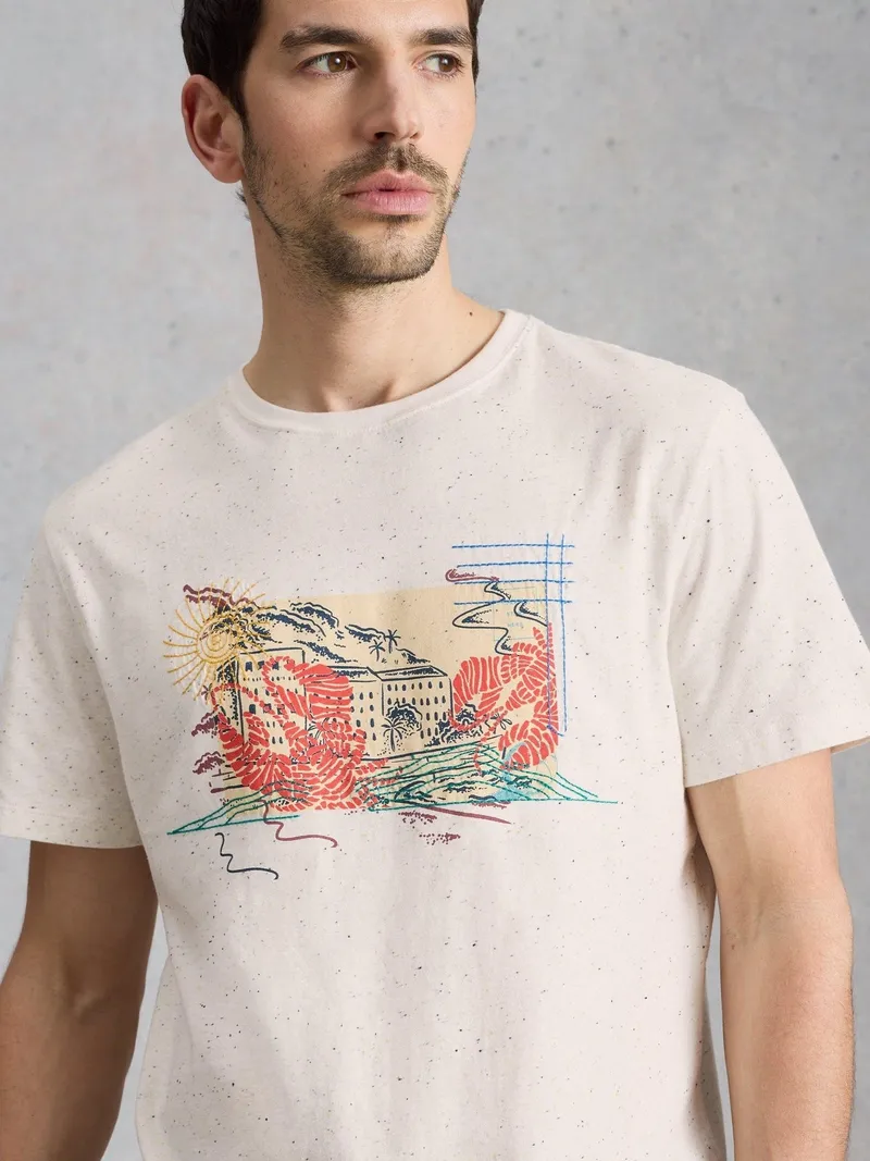 White Stuff Grafik-T-Shirt Abersoch Postcard - XL/R, Weiß print, – Produktbild 3 von 4
