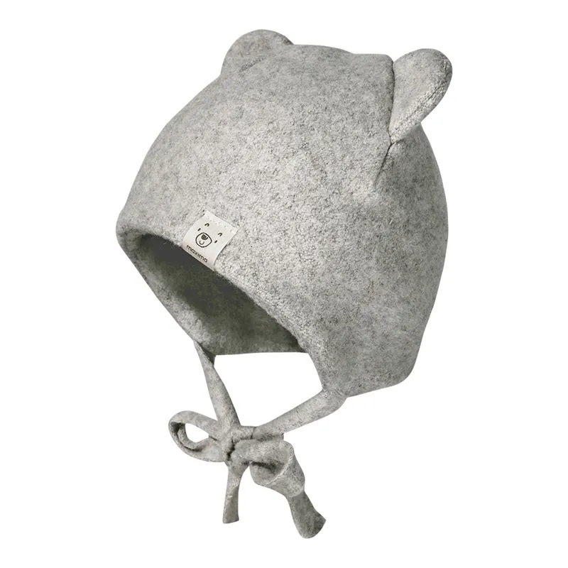 Maximo Baby Mütze mit Öhrchen Bio-Baumwolle Fleece grau-meliert Gr. 43, Grau, – Produktbild 1 von 2