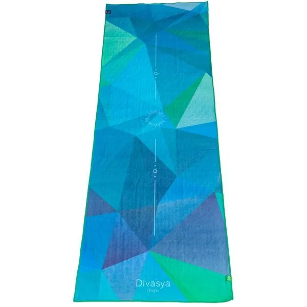 Divasya Divasya Rutschfestes Yoga Handtuch im 2er-Set | Mattenauflage & Gesichtshandtuch, Blau-grün, – Produktbild 1 von 3
