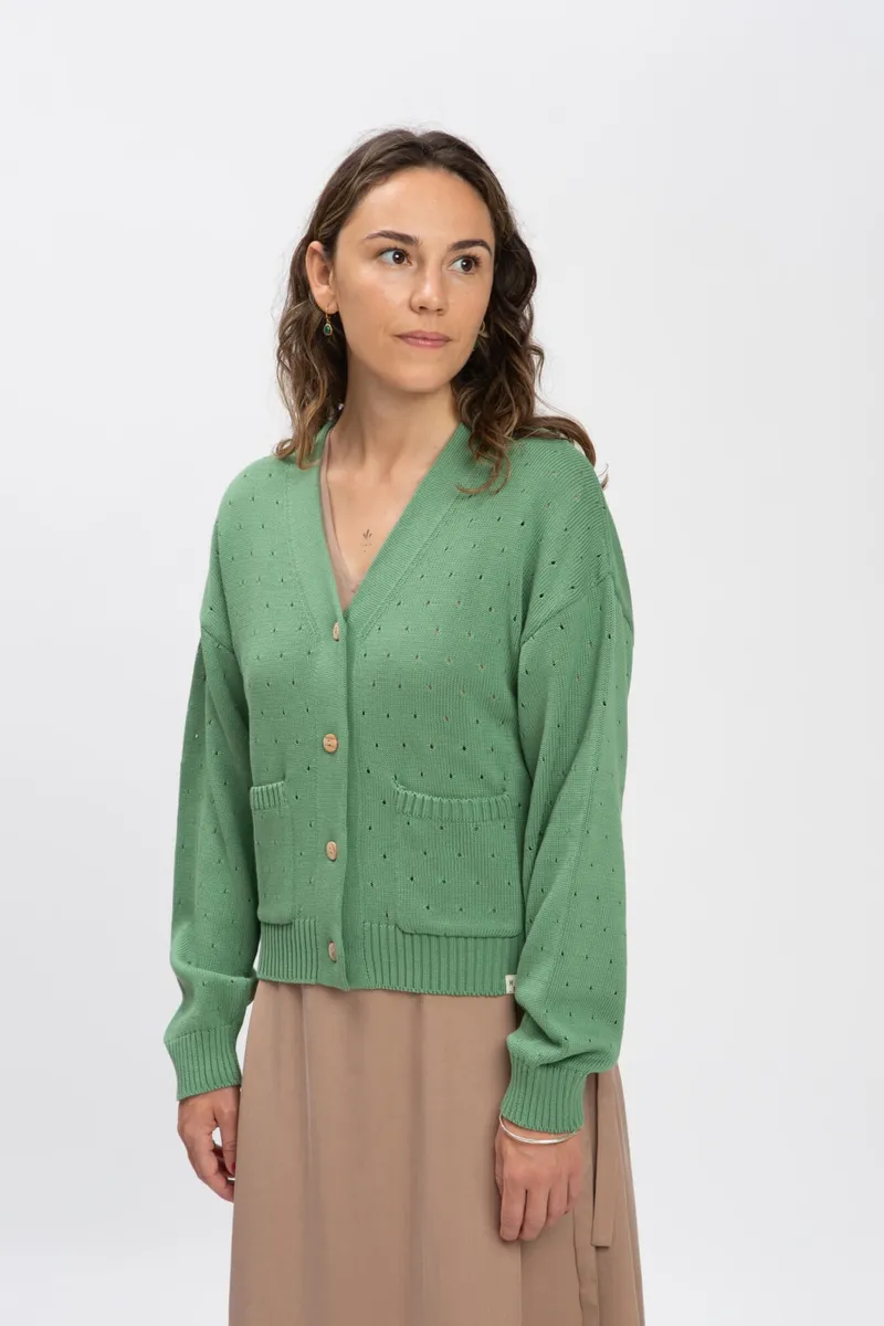 MATONA MATONA Damen vegan Frühling Strickjacke Bohne Grün, Grün, – Produktbild 2 von 2