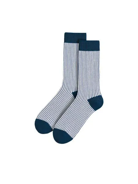 FUXBAU FUXBAU Gestreifte Jacquard Socken, Creme navy, – Produktbild 3 von 4