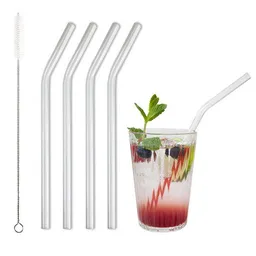 Contento Contento Glastrinkhalm gebogen 21 cm lang, 4 Stück auf Geschenkkarte, mit Reinigungsbürste – Produktbild 1 von 1