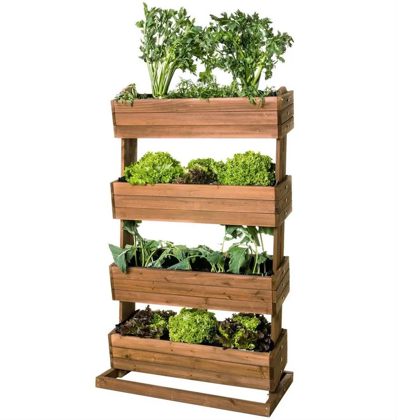 matrasa Hochbeet CUBE 4 - Vertikales Beet für Terrasse Balkon & Garten Braun, mit 4 Etagen und beweglichen Kästen, Braun, – Produktbild 2 von 5