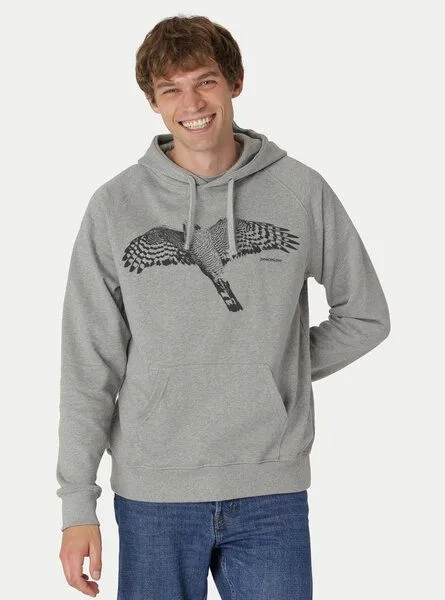 Peaces.bio - handbedruckte Biomode Peaces.bio - handbedruckte Biomode Bio-Herren-Kapuzensweater Sperber, Hellgrau, – Produktbild 2 von 2